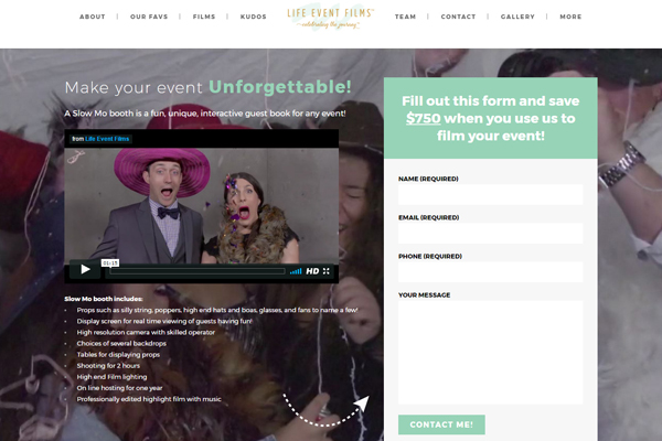 Life Event Films Landing Page Featured